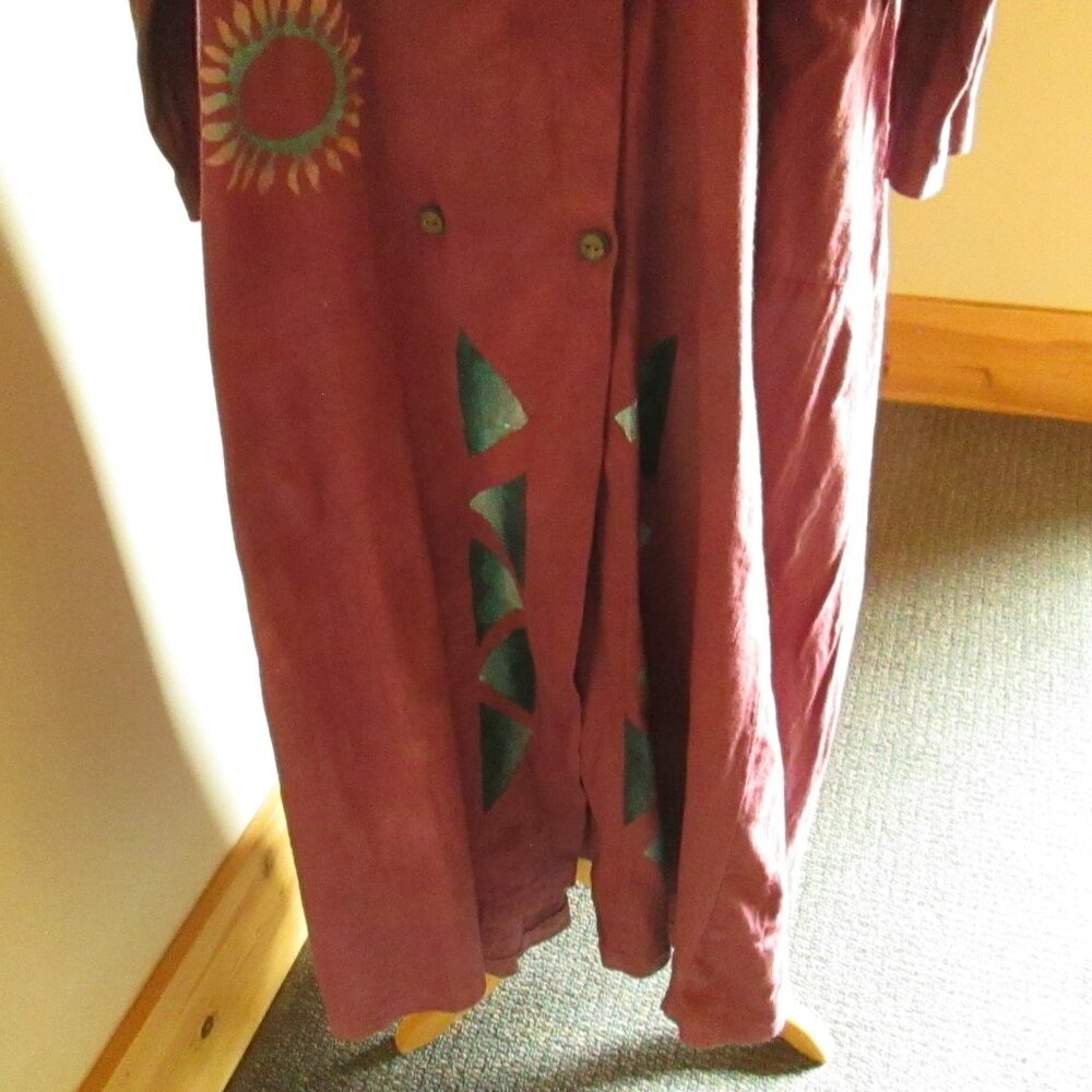 Steel Pony Long Purple Button-Down Dress with Brown Steel Pony Jacket - Picture 13 of 15
